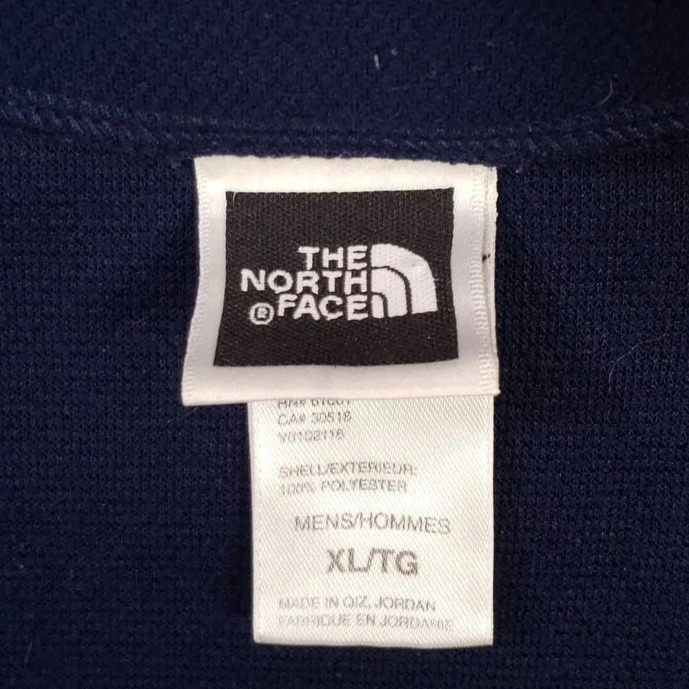 The North Face Pullover Men XL Navy Blue Quarter Zip Mock Neck Textured Knit 1/4